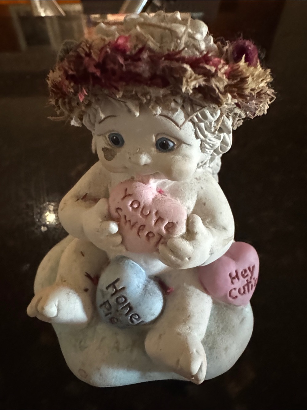 Dreamsicles Figurine with Pink and Blue Conversation Hearts